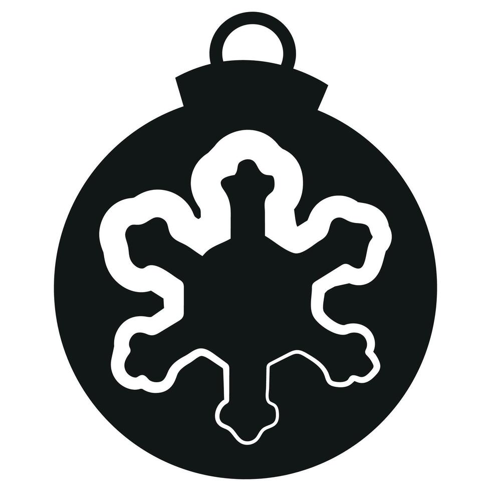 simple black silhouette of a round Christmas ball with a simple Christmas snowflake icon, for a variety of designs vector