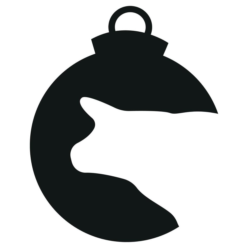 simple black icon of the silhouette of a New Year's ball with an animal silhouette, namely a cow, for various New Year's designs vector