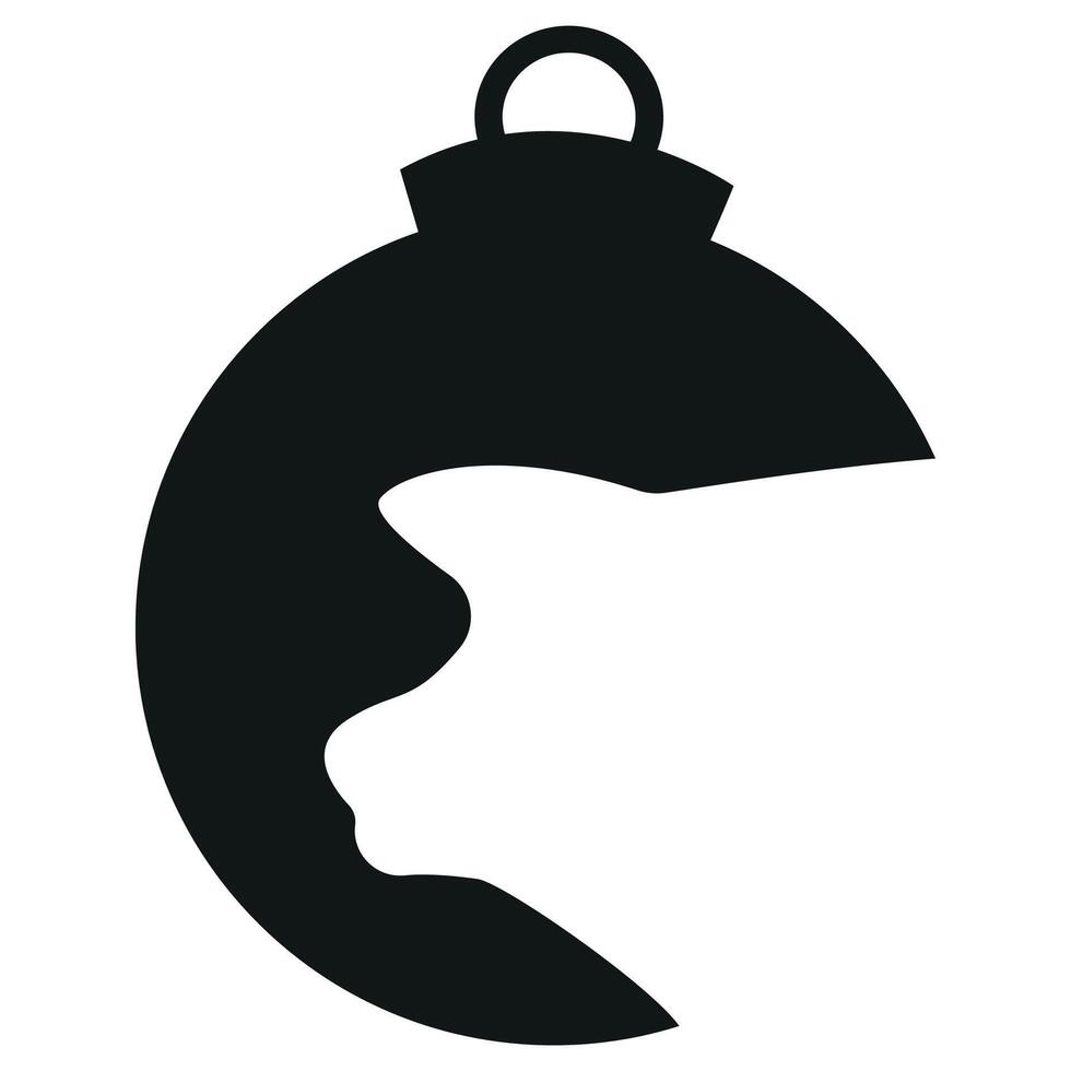 simple black icon of the silhouette of a New Year's ball with an animal silhouette, namely a piglet, for various New Year's designs vector