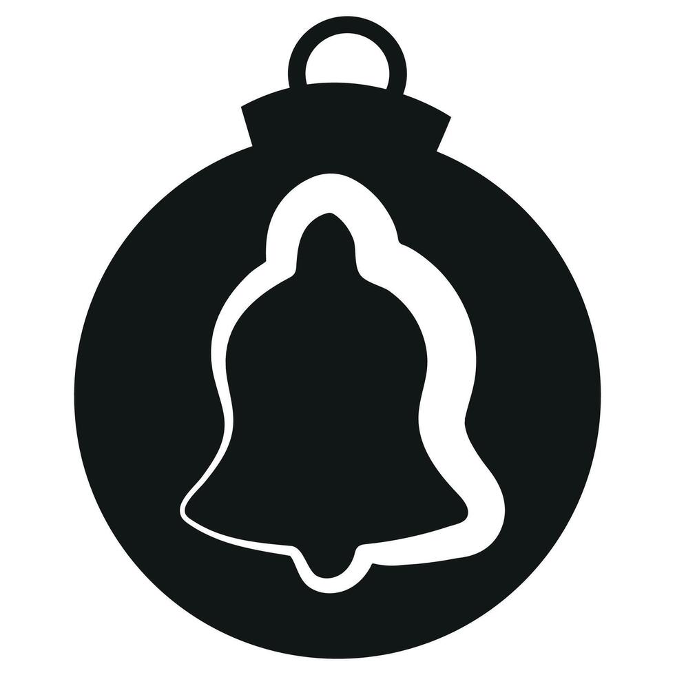 simple black silhouette of a round Christmas ball with a simple Christmas bell icon, for a variety of designs vector