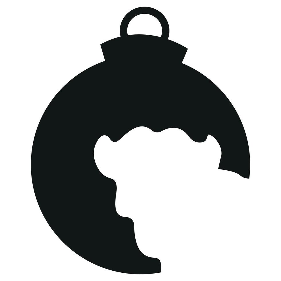 simple black icon of the silhouette of a New Year's ball with an animal silhouette, namely a bull, for various New Year's designs vector