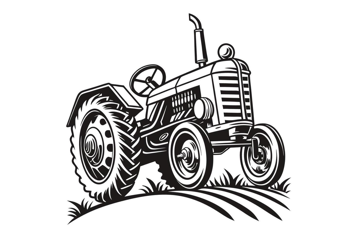 Classic Tractor on the Field vector
