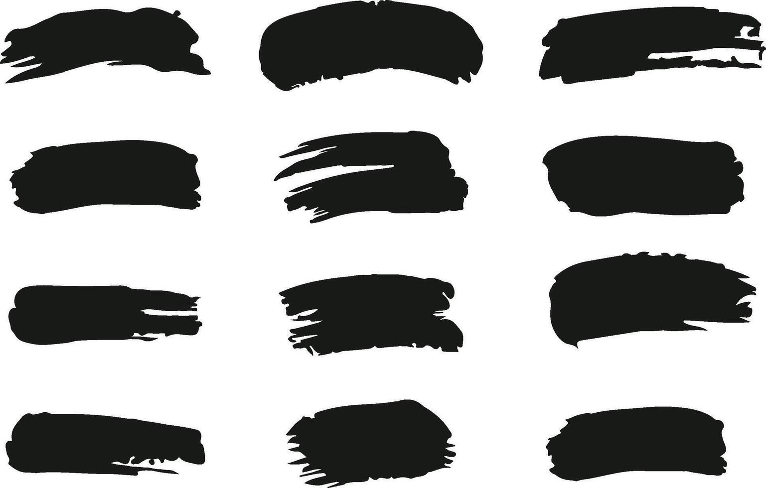 A set of black paint strokes on a white background vector