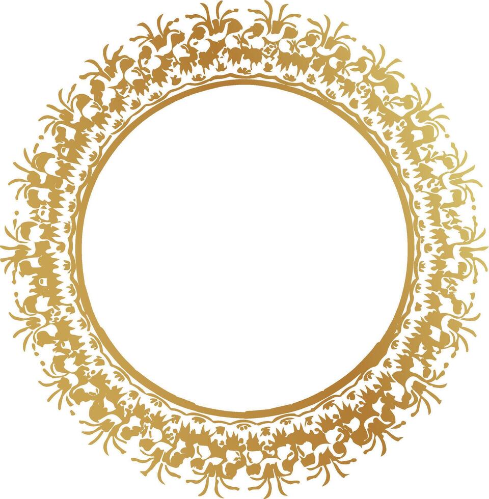 Golden round frame vector