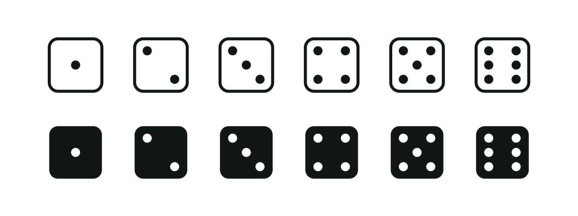 Game dice. Set of game dice, isolated on white background. Dice in a flat style from one to six vector