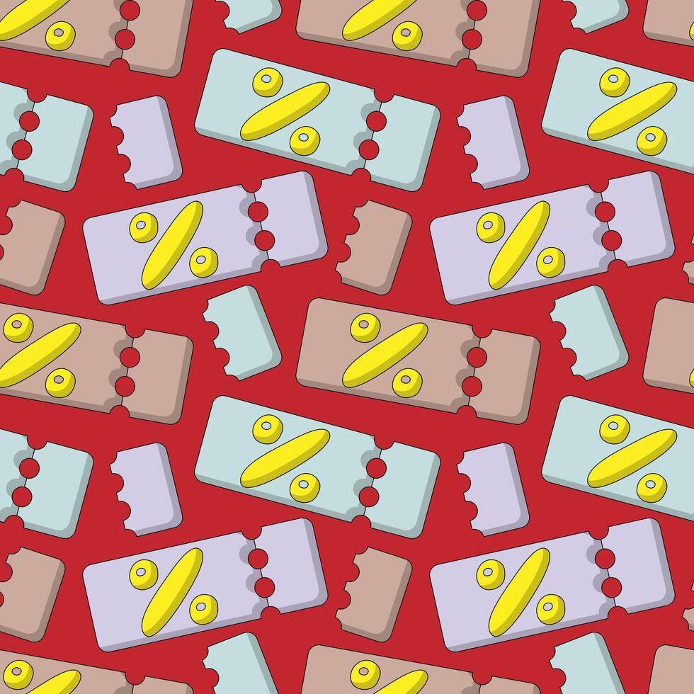 Seamless pattern with discount coupons vector