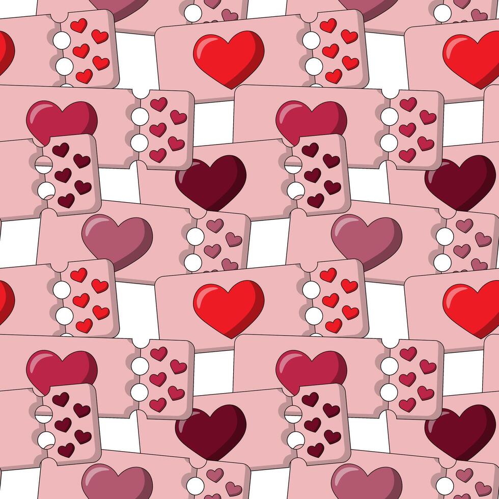 Seamless pattern with discount coupons with hearts vector