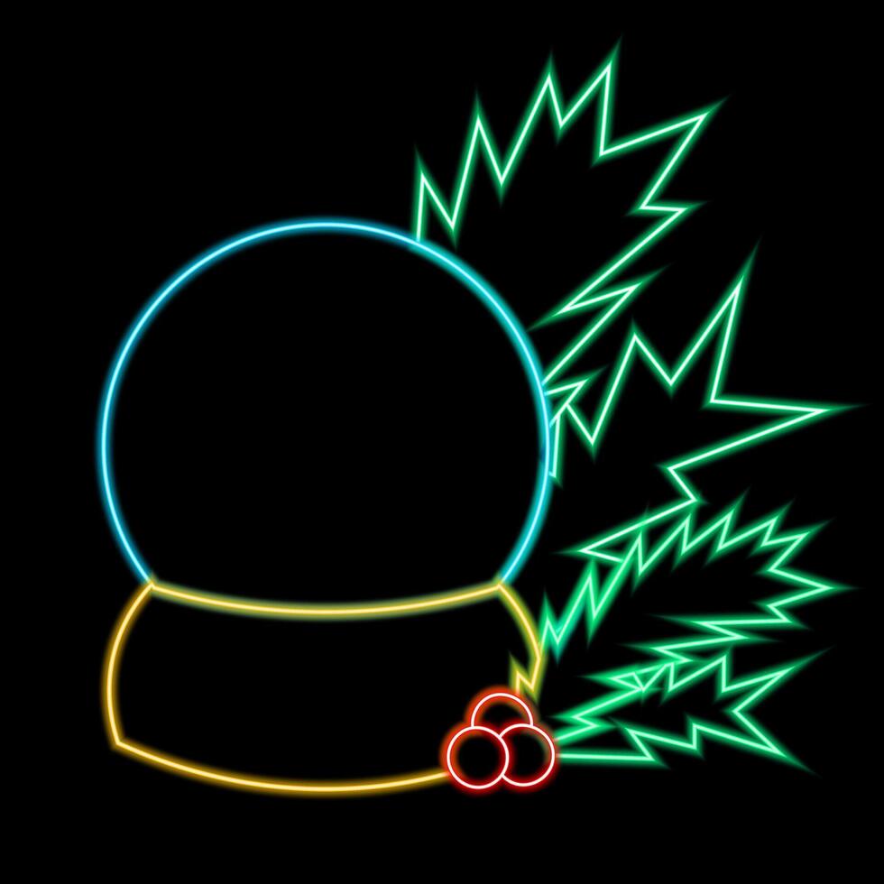 Christmas Snow globe ball in neon effect vector
