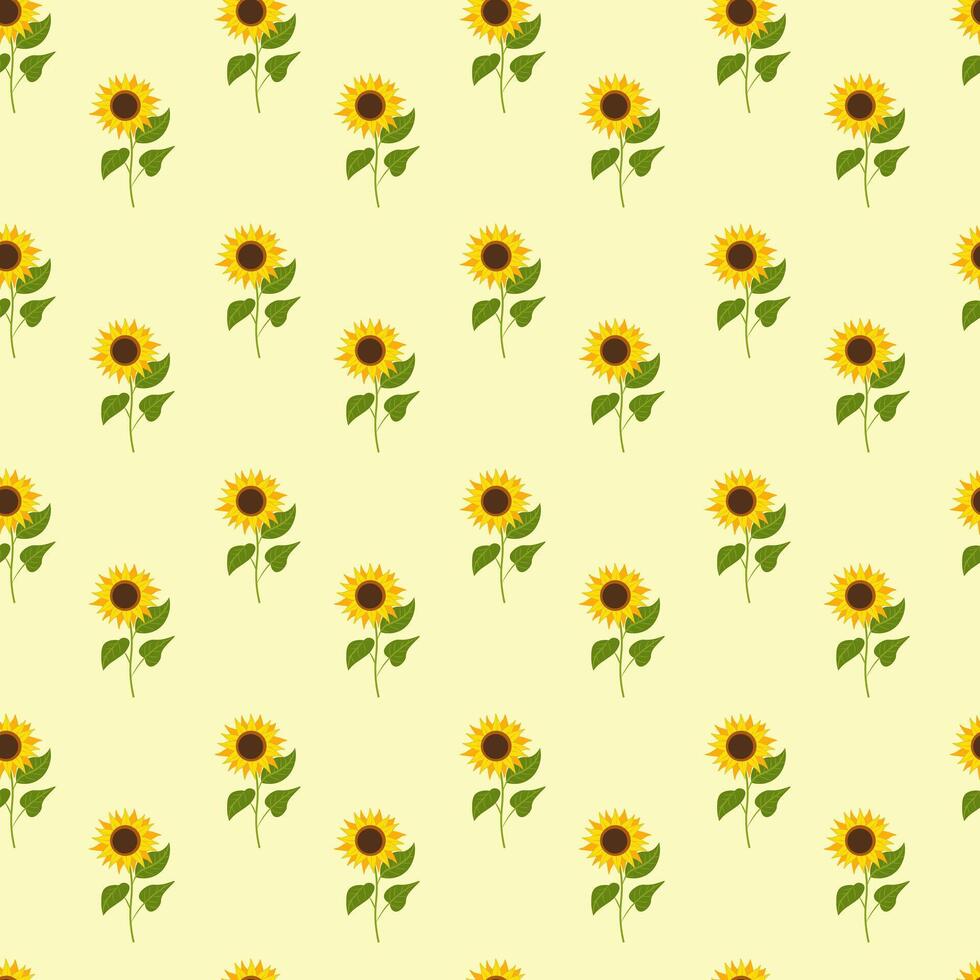 Seamless pattern with sunflowers on a yellow background vector