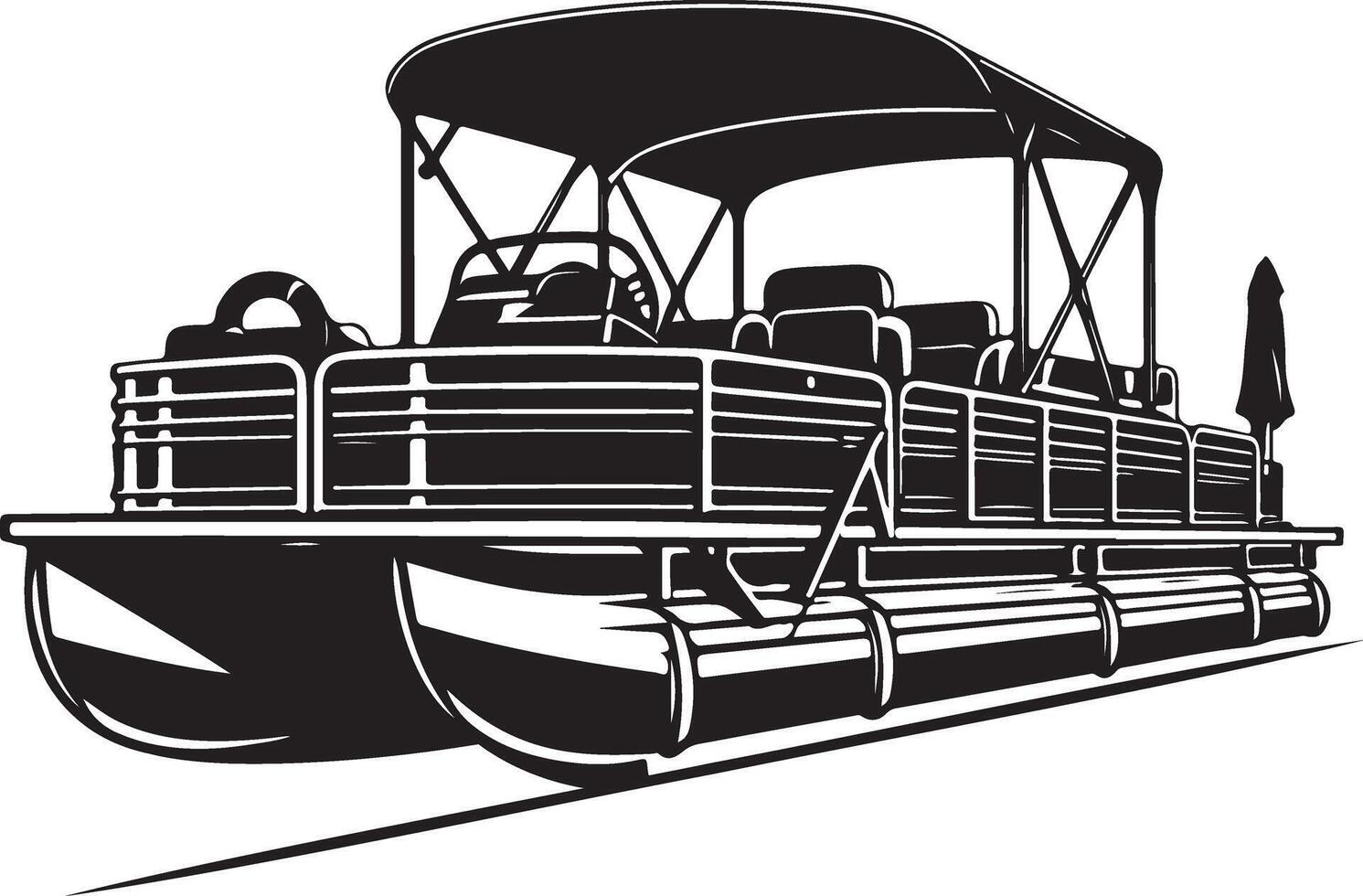 Pontoon boat silhouette, icon, illustration black color vector