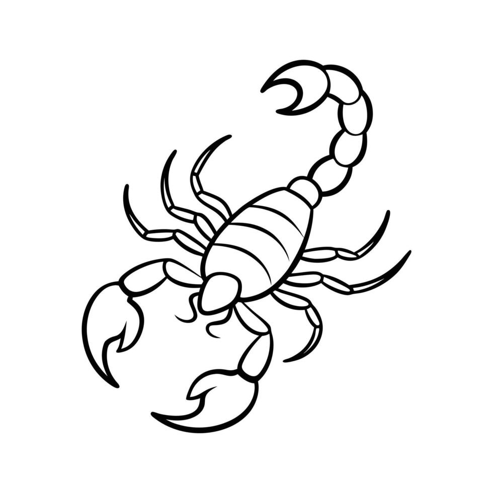 Scorpion Line Art Illustration - Minimalist Design with Curved Tail and Pincers for Contemporary Art vector
