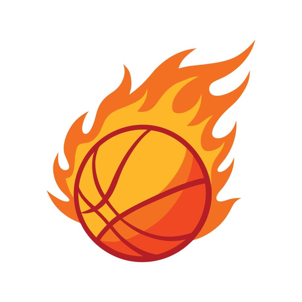 Dynamic Illustration of Fiery Basketball with Flames, Intense Sports Action and Energy vector