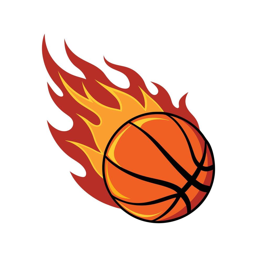 Fiery Basketball Illustration - Dynamic Action and Energy for Sports and Athletic Themes vector