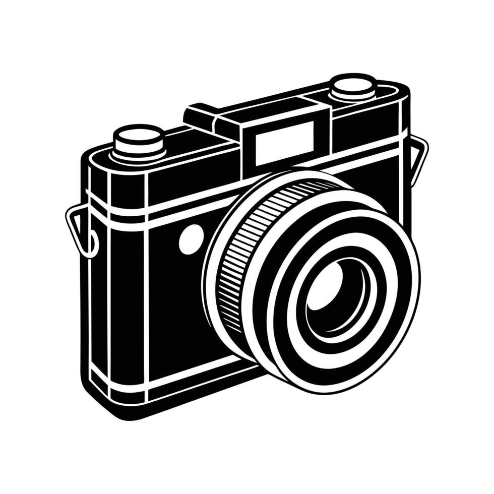 Camera and Lens - DSLR Minimalist Line Art for Photography and Tech Graphics vector