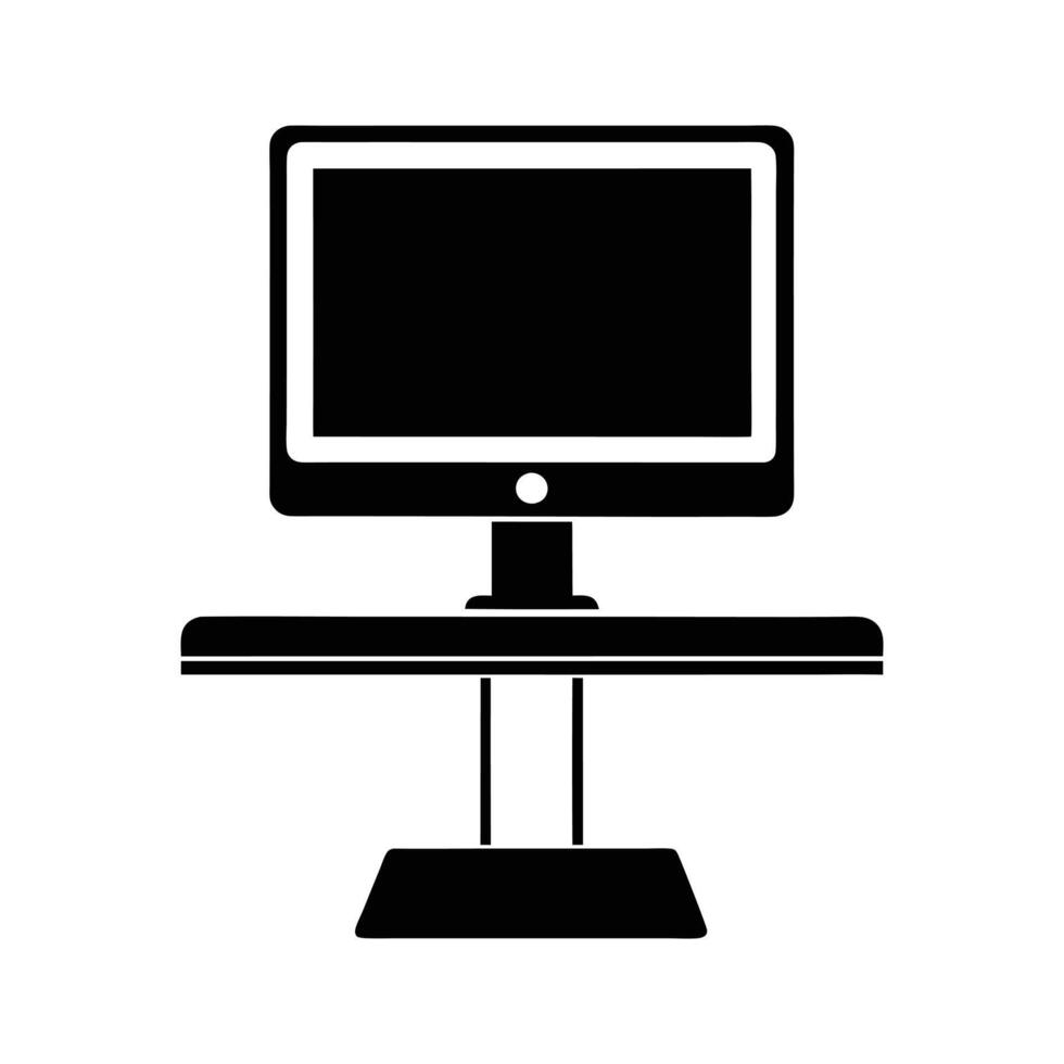 Computer Monitor - Minimalist Line Art of Desktop with Stand for Tech and Office Designs vector
