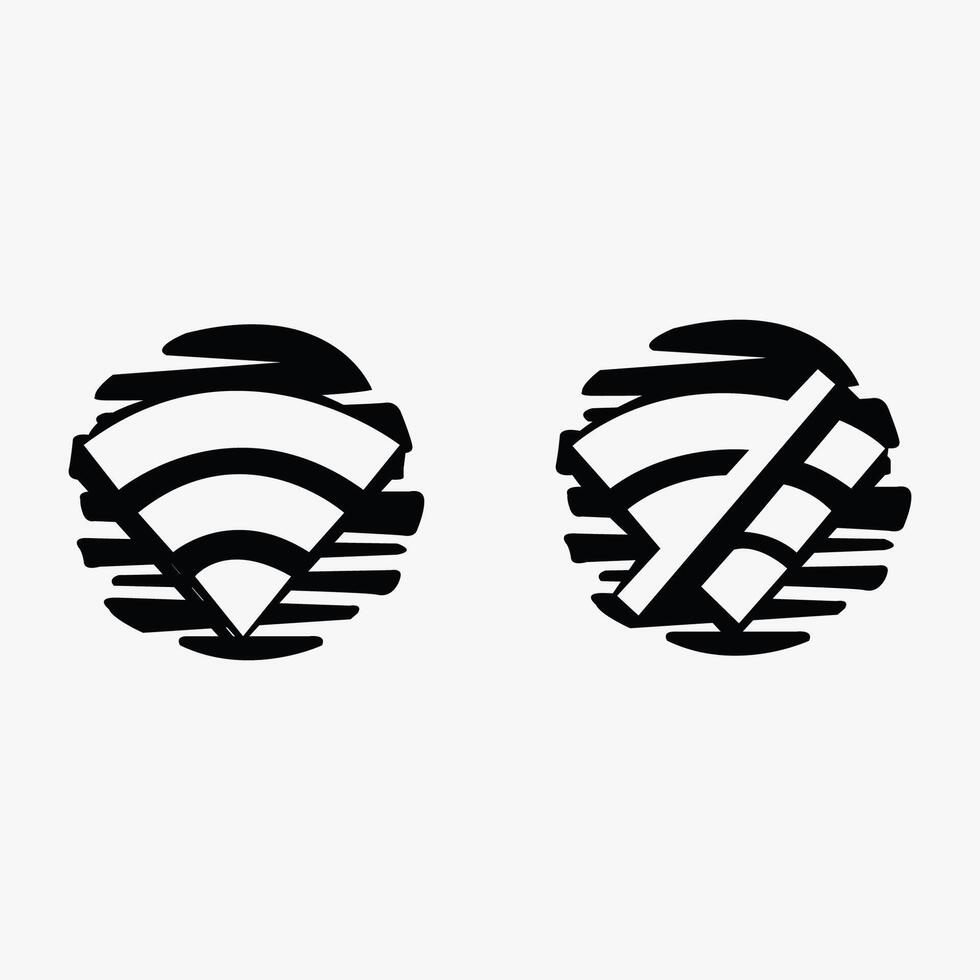 two icons depicting stable and unstable network connections with geometric circles vector