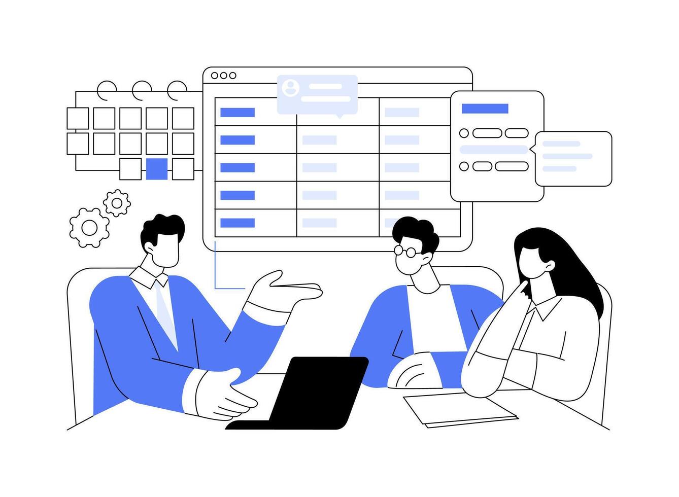 Business event planning isolated cartoon illustrations. vector