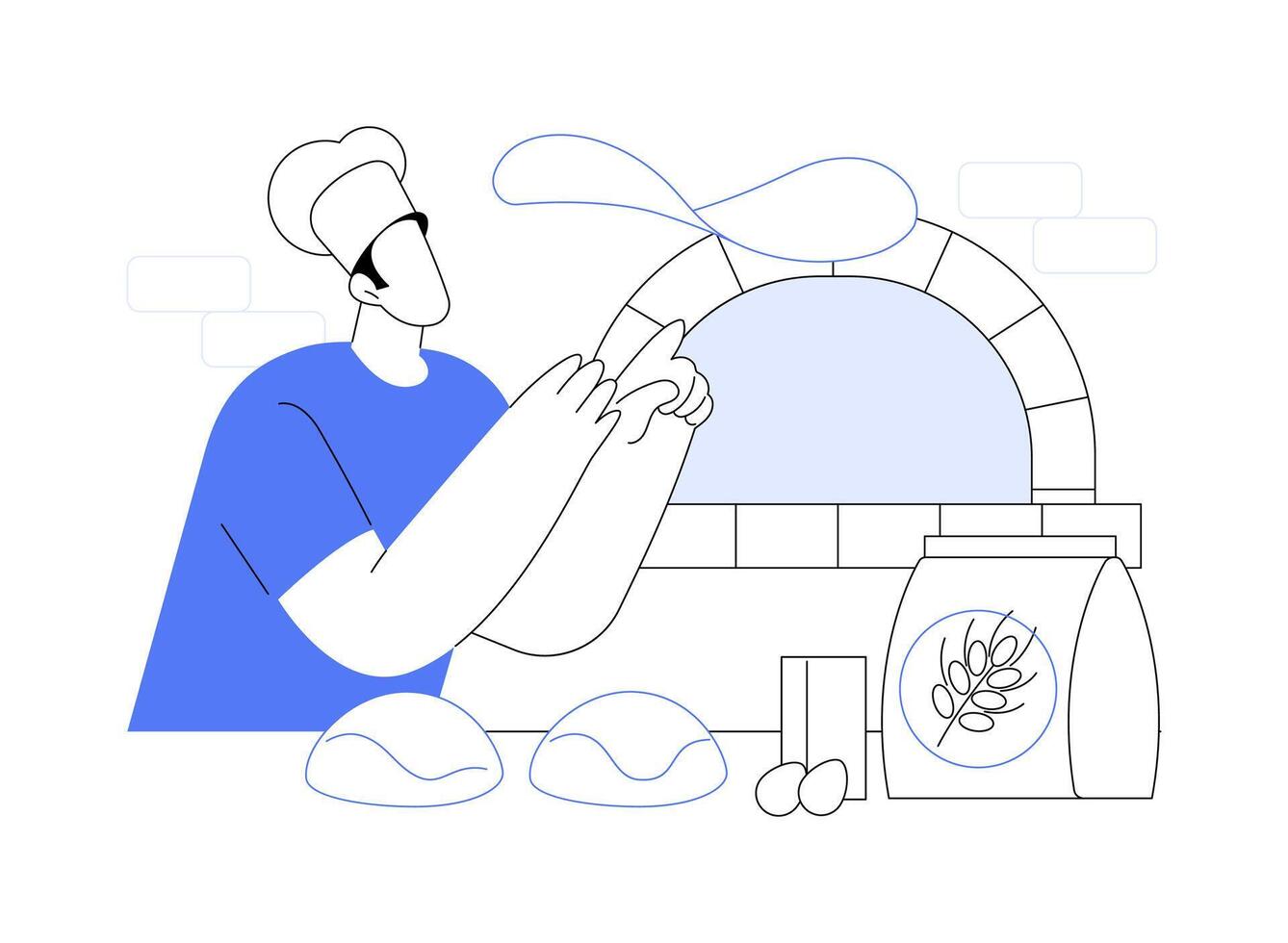 Preparing pizza dough isolated cartoon illustrations. vector