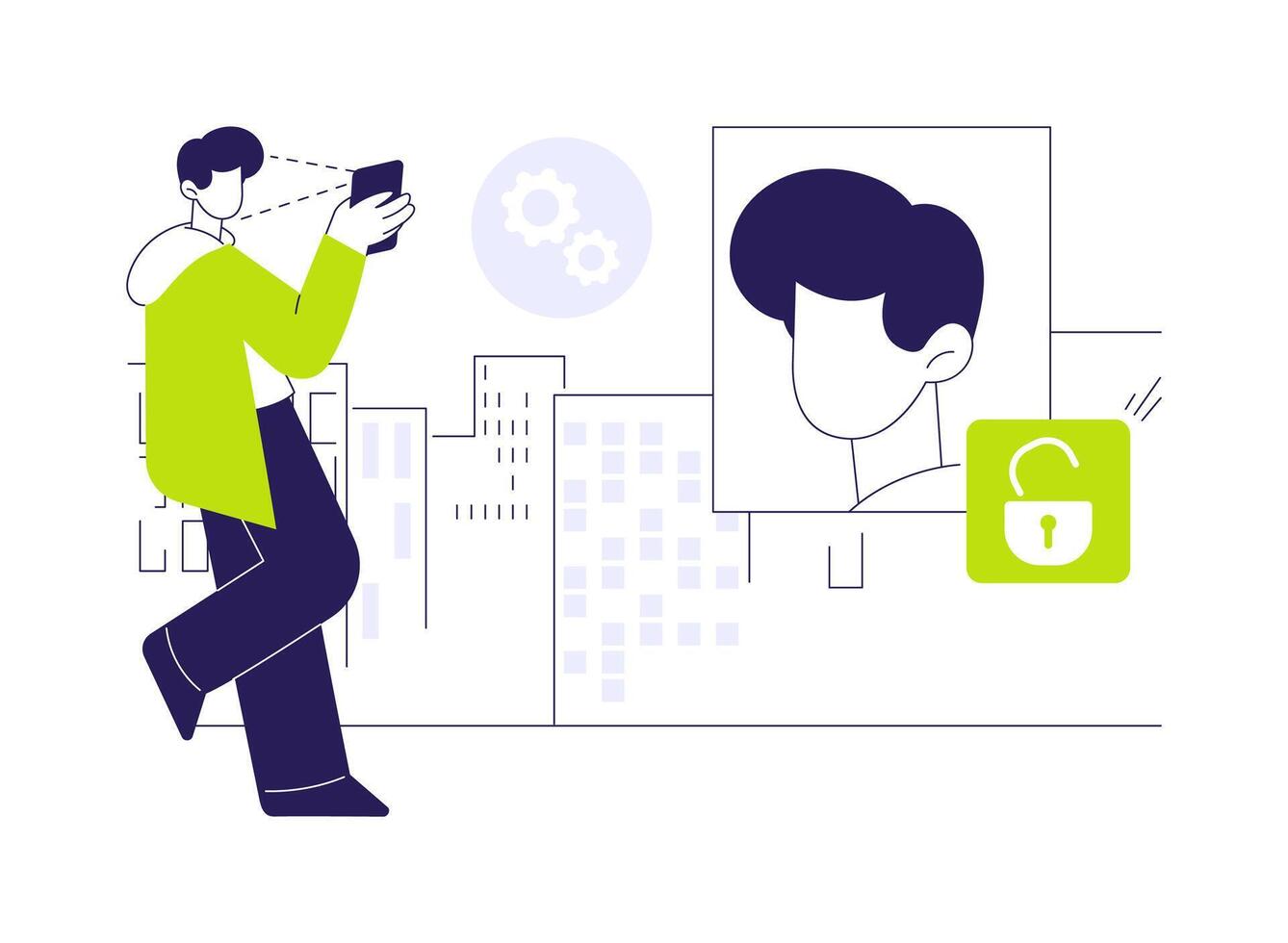 Facial recognition abstract concept illustration. vector