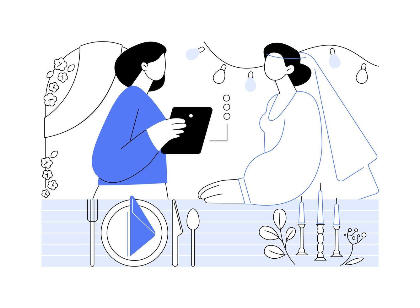 Wedding management isolated cartoon illustrations. vector