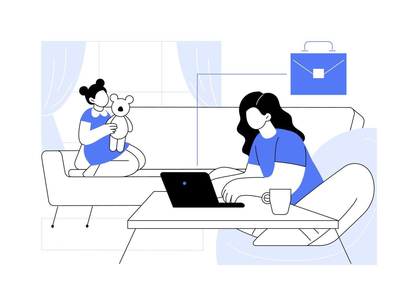 Working mom isolated cartoon illustrations. vector