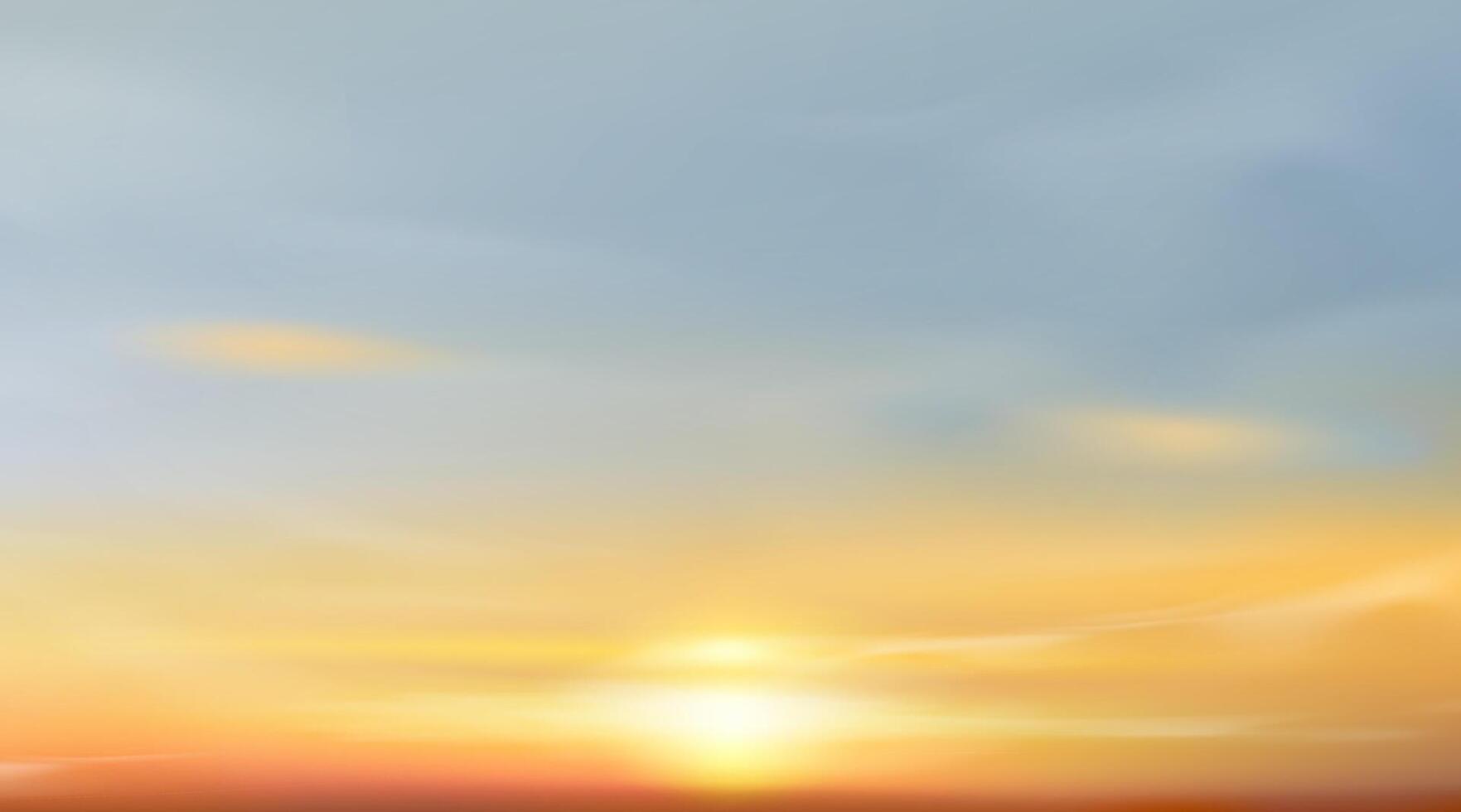 Sunset Sky,Cloud Background,Autumn Yellow,Blue Sunrise over sea beach, Beautiful Nature of Golden Hour in orange Sky Before Sundown in Winter vector