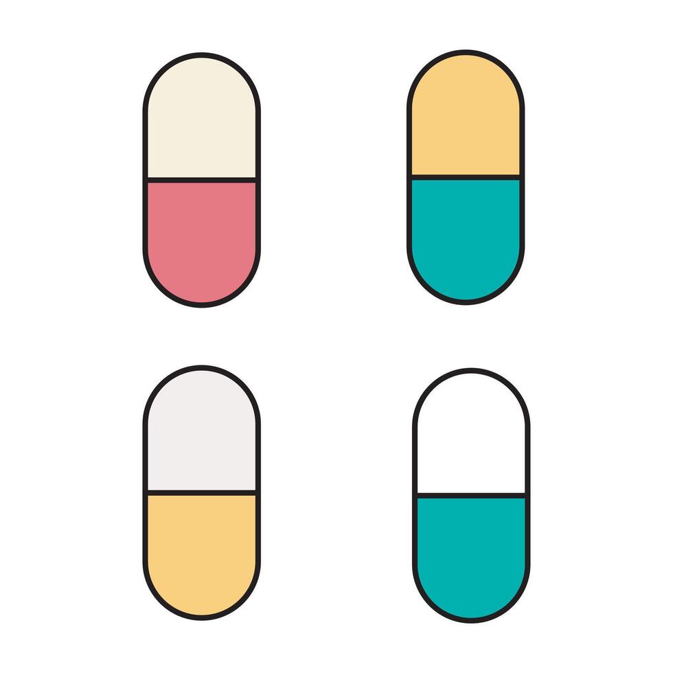Capsule Medicine Icon Colorful Outline vector
