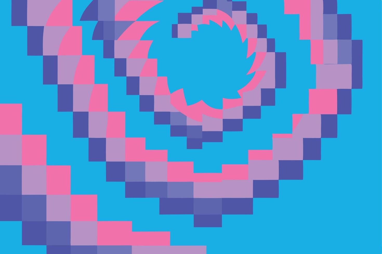 Abstract Pixel Art Pink, Purple, Blue Swirl Design vector