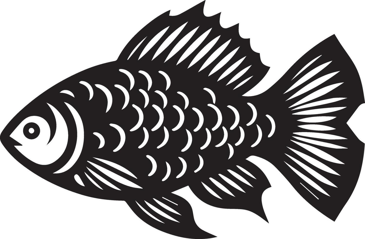 Stylish black and white stylized fish graphic vector