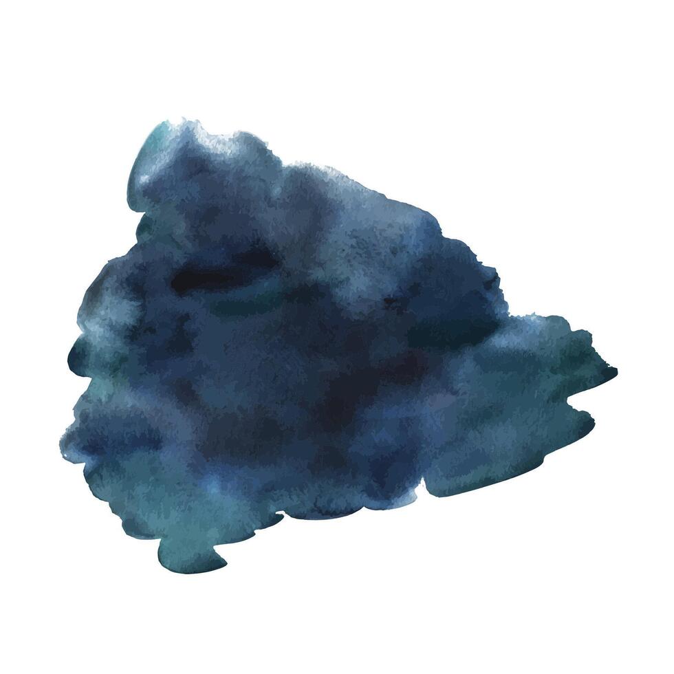 Blue, turquoise paint brush spot, dots, drops, abstract night sky. Watercolor illustration hand drawn isolated from background for design, decoration and addition of plots, backgrounds vector