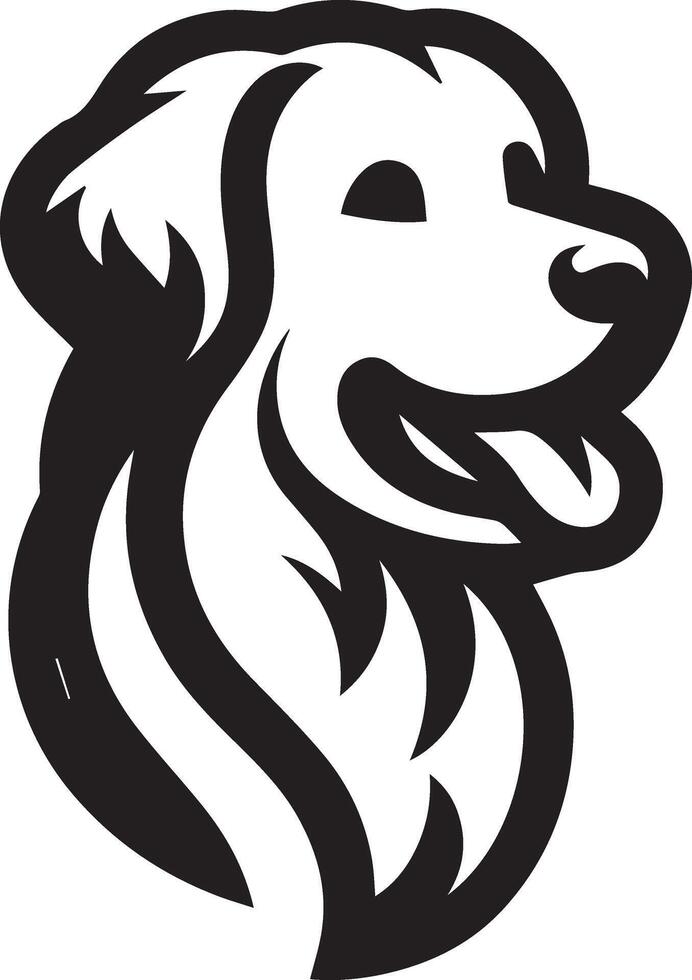 Elegant Black and White Golden Retriever Head Silhouette vector