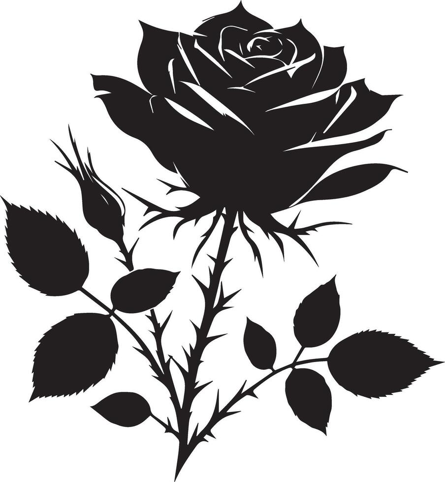 Elegant Black and White Rose Silhouette vector