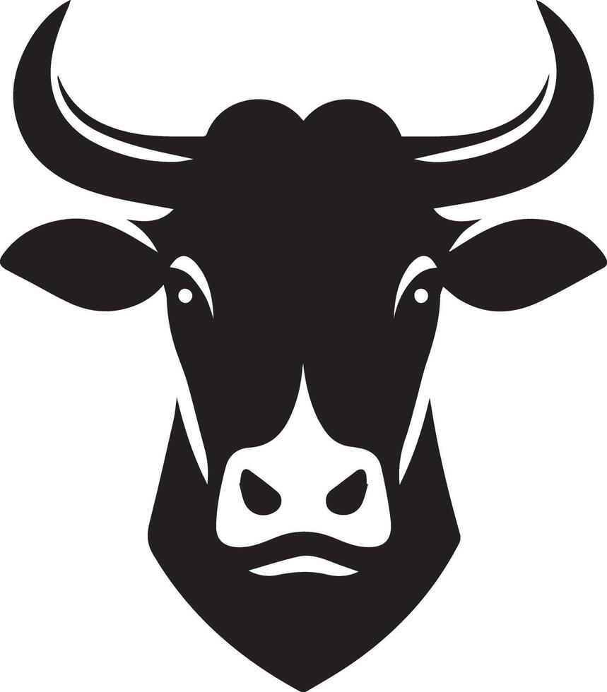 Simple Black and White Bull's Head Silhouette vector