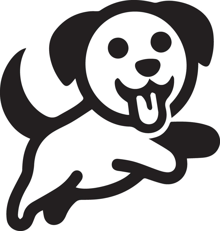 Cute black and white jumping puppy illustration vector