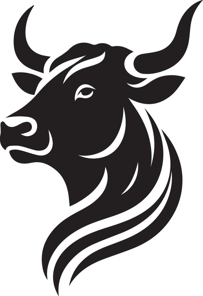 Powerful Black and White Bull Silhouette Design vector