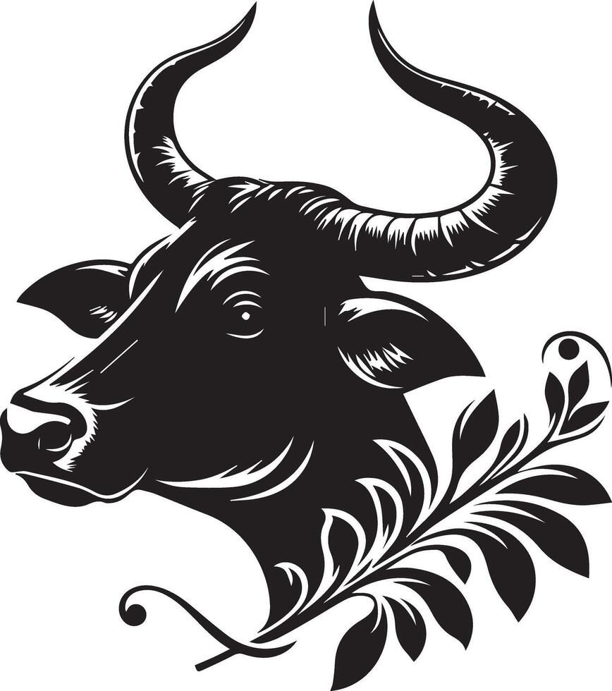 Elegant Black and White Buffalo Head Logo Design vector