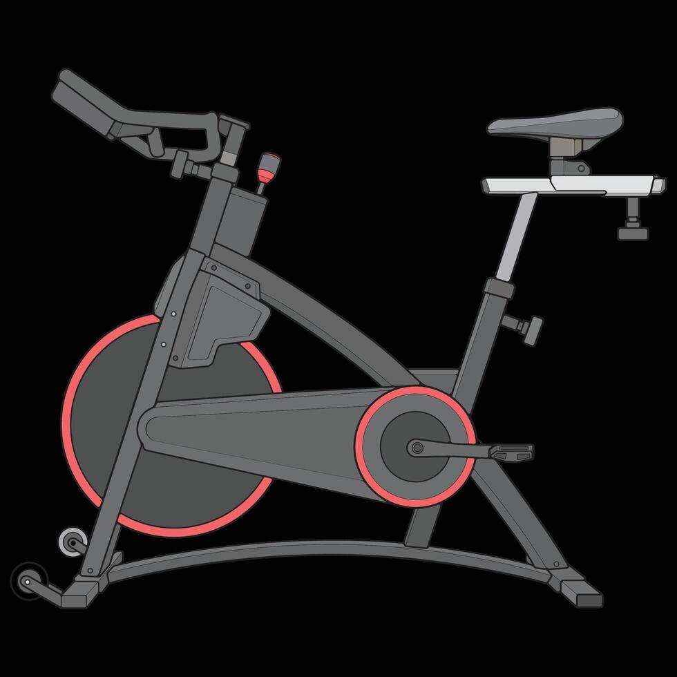 Static bike. Fitness, cardio, and muscle building machines, equipments set at gym. Workout and training concept. illustration. vector