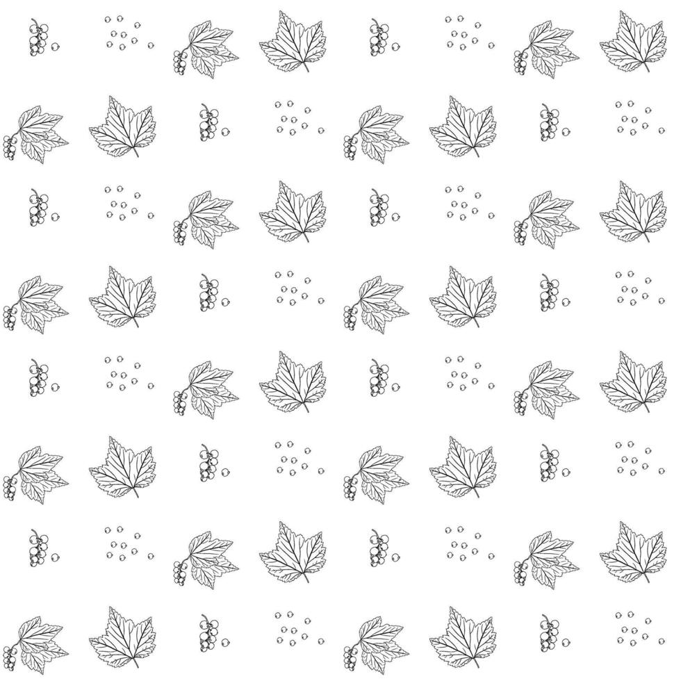 Leaves and berries in doodle style. Seamless pattern. illustration. vector