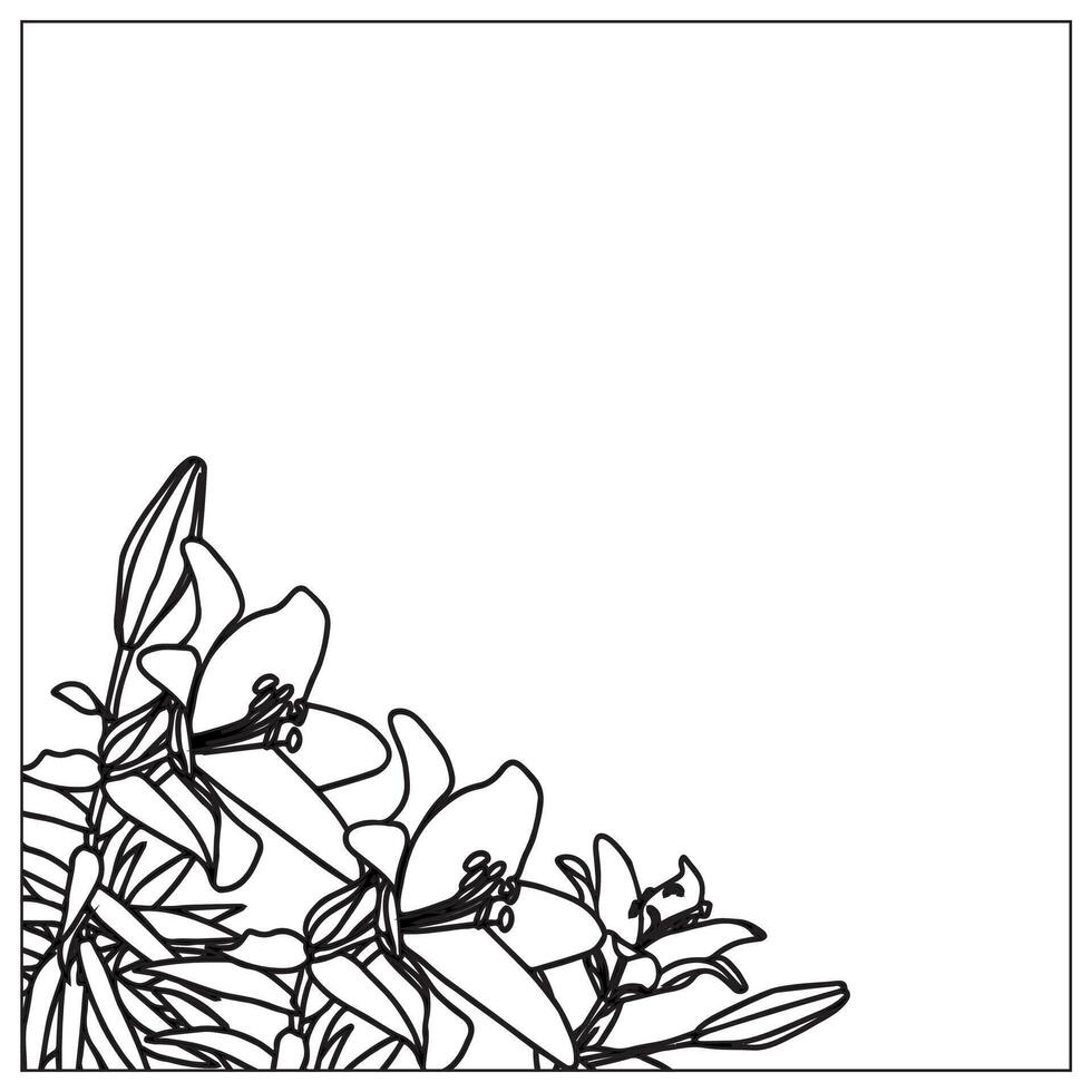 Frame with lilies in doodle style. Element for your design. illustration isolated on white background. vector