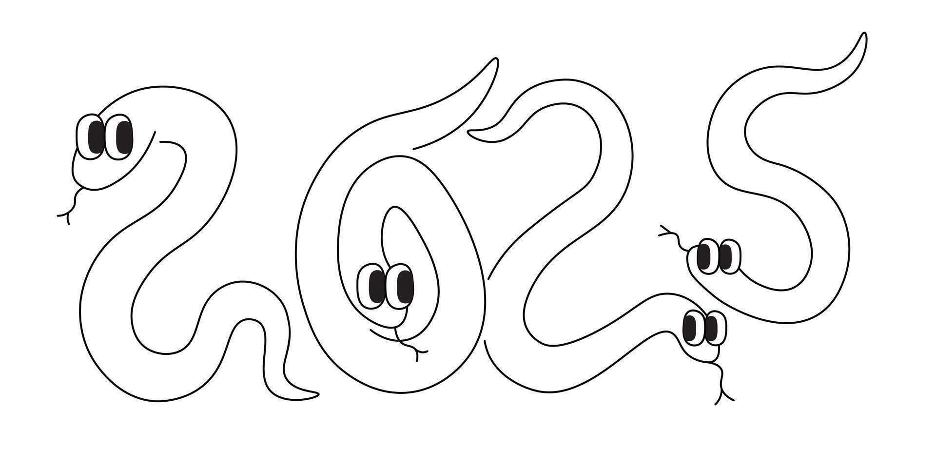 linear snakes in 2025 number forms in doodle style vector
