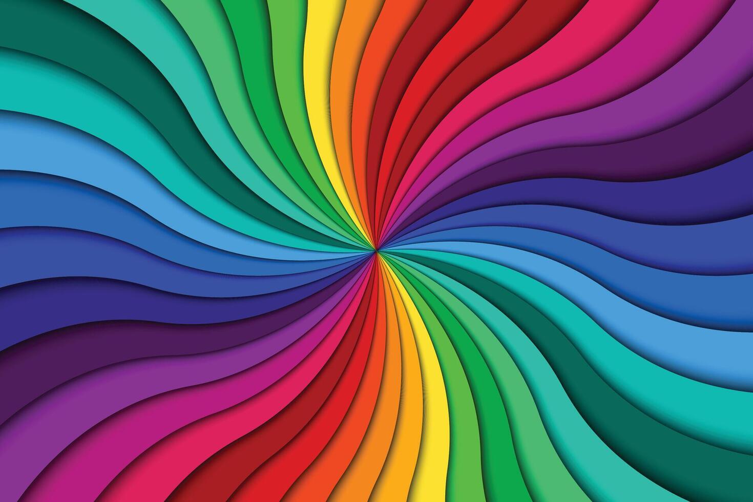 Color spiral background, bright colorful swirling radial pattern, abstract illustration vector
