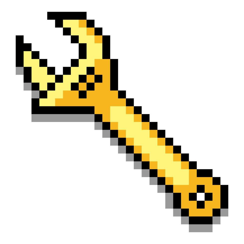 Adjustable wrench in pixel art style vector