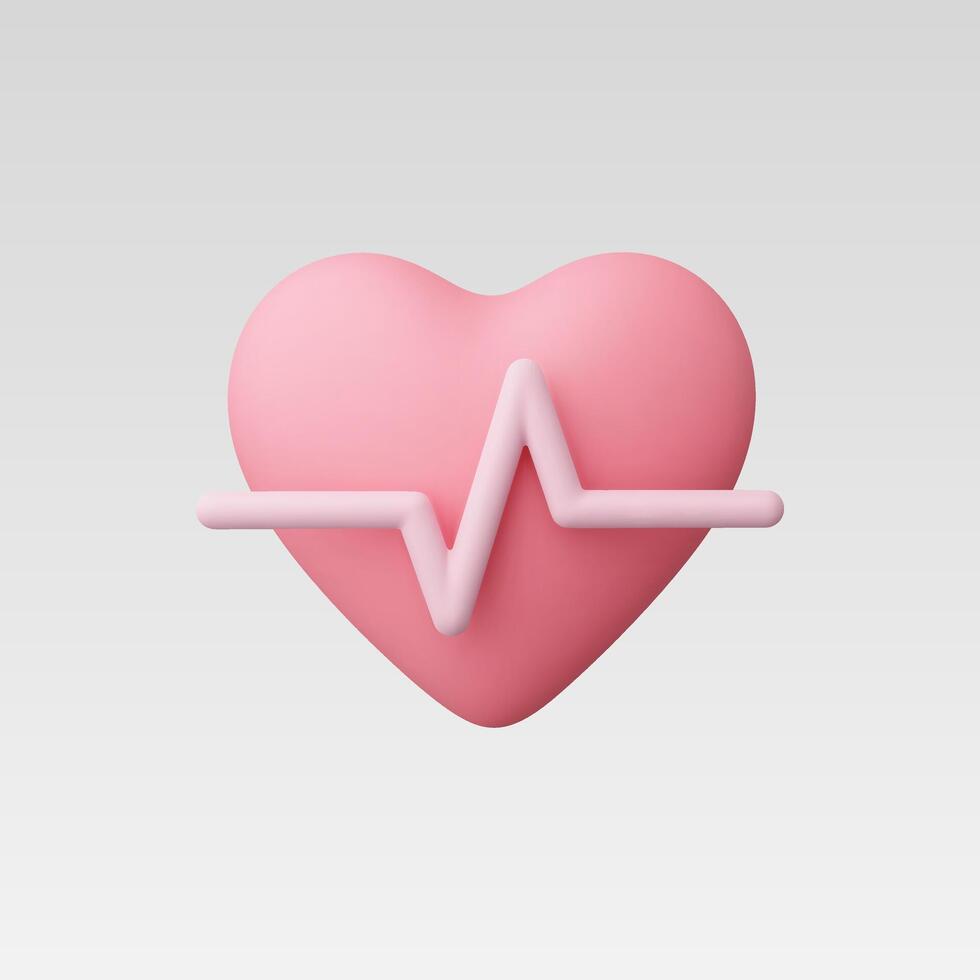 3d Realistic Heart beat pulse illustration vector