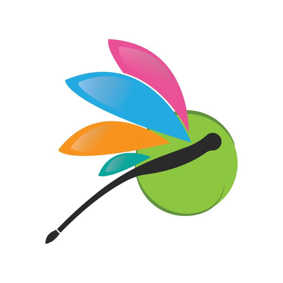 Dragonfly logo template icon design flat style vector