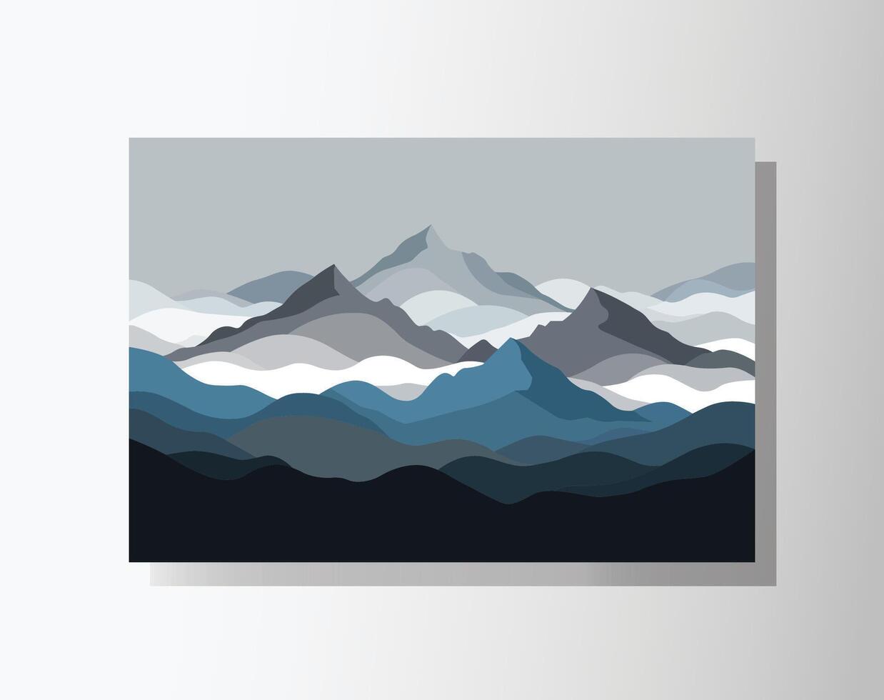 Minimalist Illustration of Mountains and Mist vector