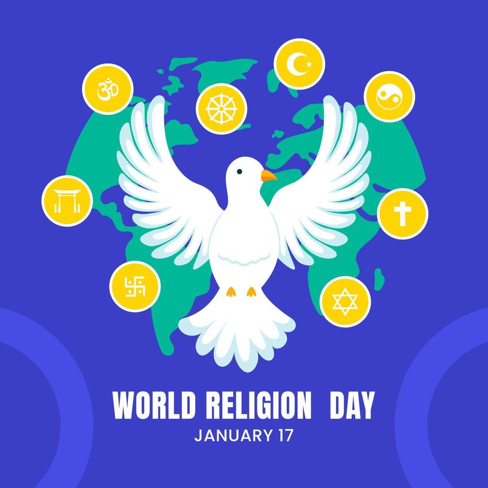 Flat Style Hand Drawn Illustration for World Religion Day Templates vector