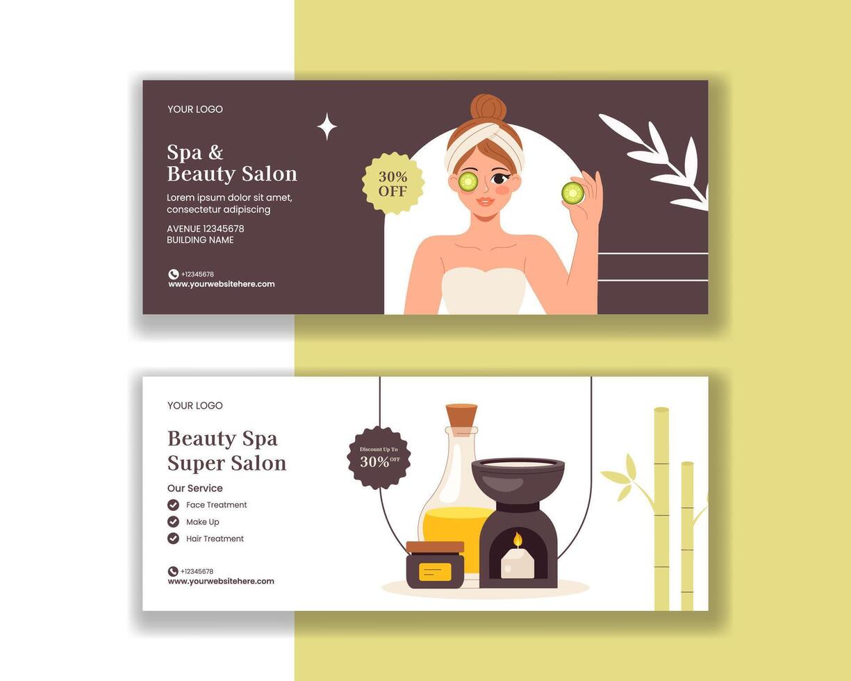 Wellness and Beauty Spa Illustration for Horizontal Banner Templates vector