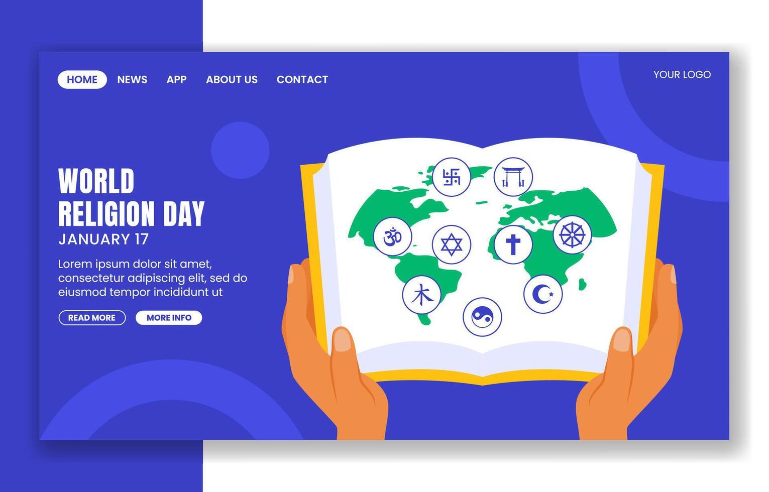 World Religion Day Background Illustration for Social Media Landing Page Design vector
