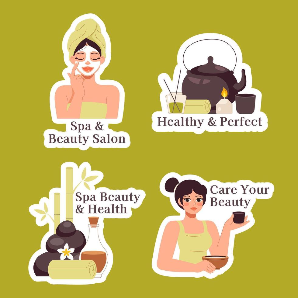 Wellness Spa and Relaxation Template for Label in Flat Style vector