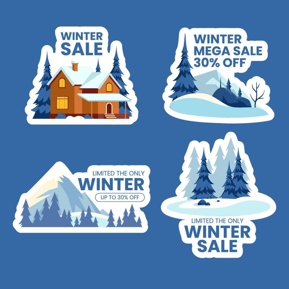 Holiday Discounts Social Media Label Flat Cartoon Hand-Drawn Design vector